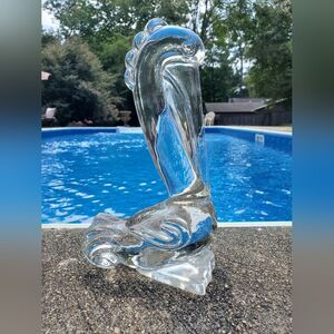 RARE 1940's Vintage Paden City Glass Barth Art Pelican 10" Crystal Glass Art